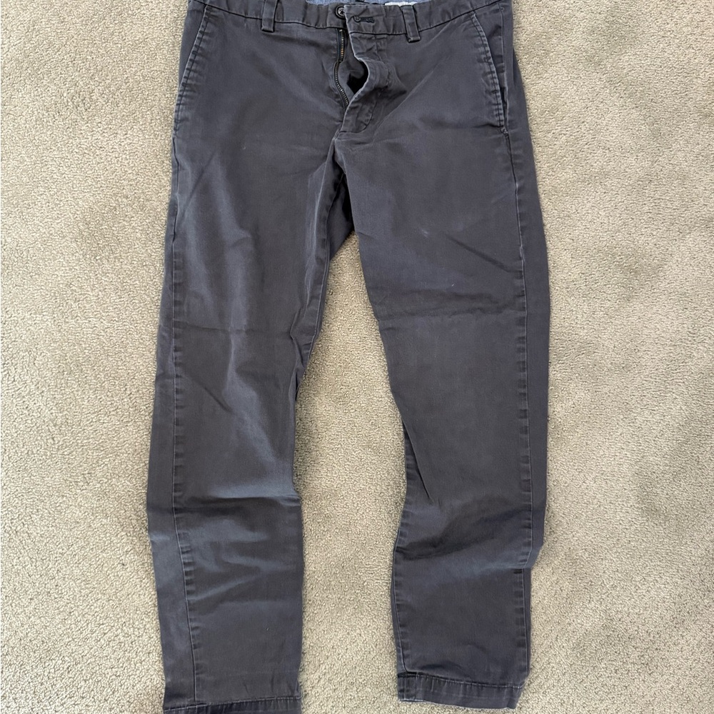 Black Chinos Straight Leg Cotton-Feel